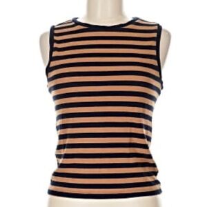 GAP Factory Women's Black and Tan Striped Tank Top